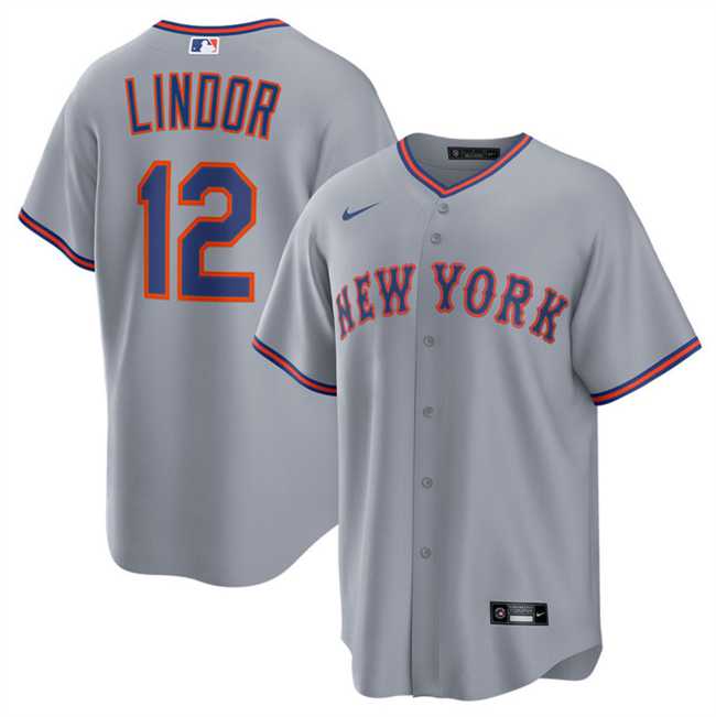 Men%27s New York Mets #12 Francisco Lindor Gray 2025 Limited Stitched Jersey Dzhi->new york mets->MLB Jersey